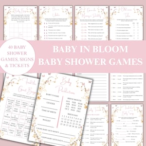 Wildflower Baby Shower Game Bundle, Boho Baby Shower Games, Baby In Bloom Baby Shower, Girl Baby Shower Games, Floral Baby Shower Games