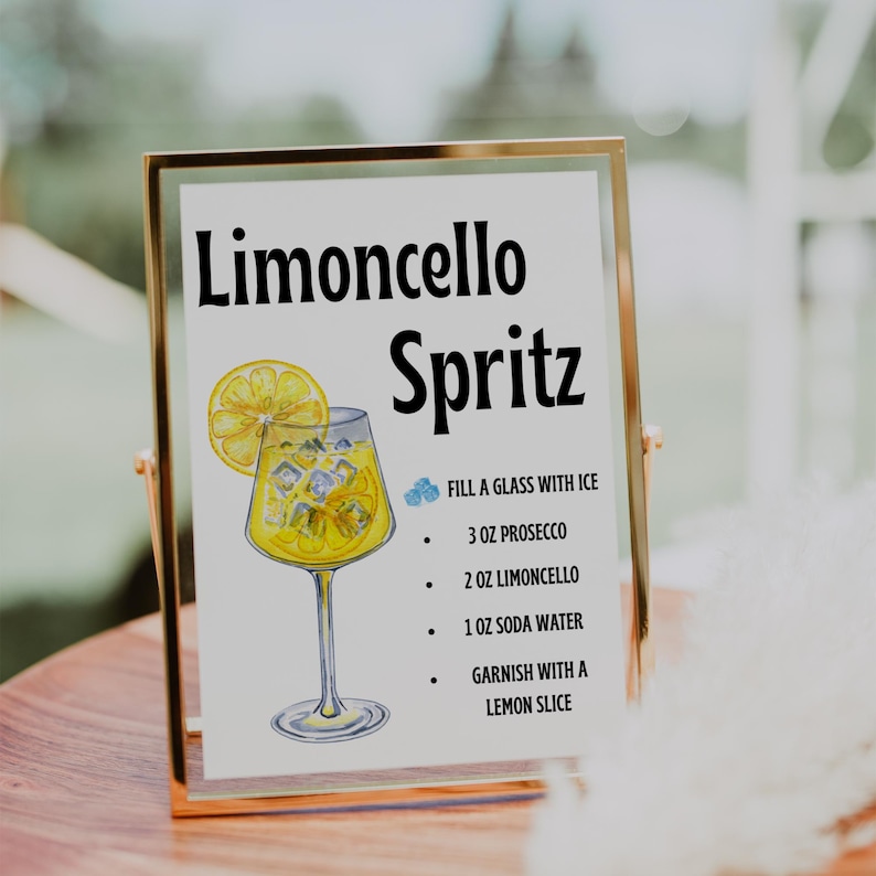 Limoncello Sign Limoncello Spritz Bar Sign: DIY Cocktail Recipe Template (canva ...