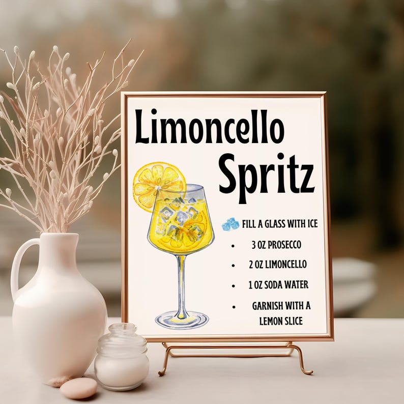 Limoncello Sign Limoncello Spritz Bar Sign: DIY Cocktail Recipe Template (canva ...