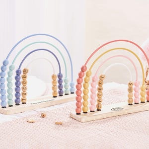 Custom Baby Abacus,Personalized Rainbow Bead Toy,Wooden Counting Tool,Montessori Toy,Nursery Decor,Birthday Gift for Kids,Preschool Gift