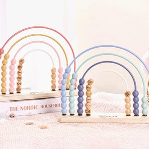 Engraved Wooden Rainbow Abacus,Personalized Toddler Abacus,Custom Baby Learning Abacus,Montessori Toy,Birthday Gift For Kid,Baby Shower Gift