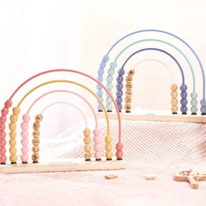 Personalized Rainbow Abacus,Custom Toddler Abacus,Wooden Bead Toy, Montessori Tool, Counting Toy,Birthday Gift for Baby,Preschooler Gift