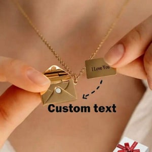 Personalized Photo Envelope Necklace: Engraved Love Letter Pendant
