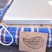 Laptop table for bed with cork board tray and filling, eco-friendly Christmas gift idea, plaid cotton fabric cushion, lap desk pillow