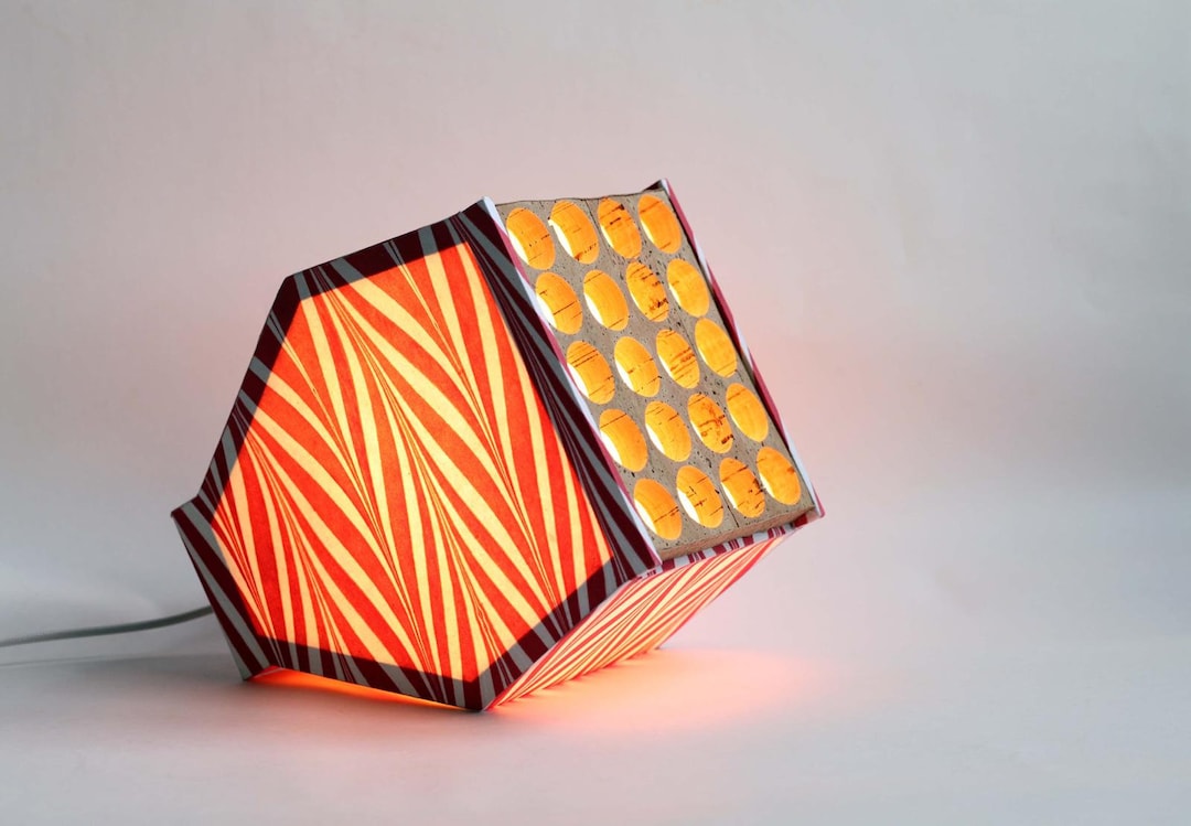 Handcrafted Table Lamp Made With Cork & Cotton Paper; Beautiful Red ...