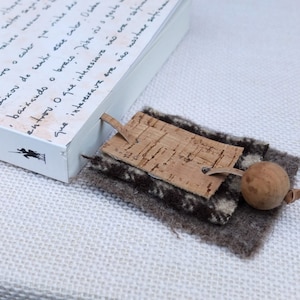 Book page holder made of Portuguese craft supplies, cork fabric, cork beads and burel, gift for book lover, handmade Notebook accessories