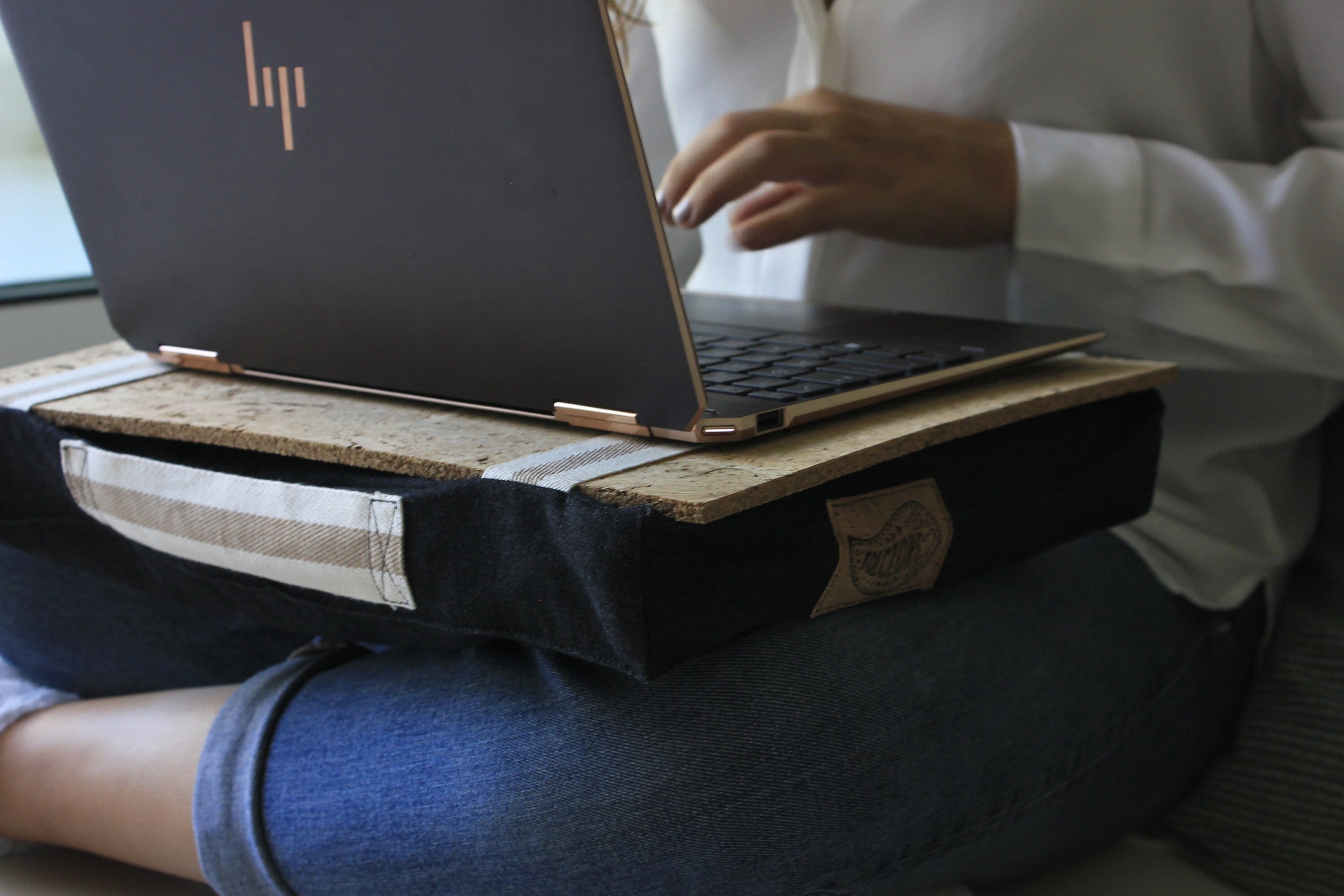 Black Laptop Pillow Desk W/ Cork Board Ecofriendly Cork Etsy