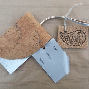 Cork Leather Luggage Tag, Simple and Sustainable Travel Gifts perfect for world travellers, Eco-friendly vegan Leather Baggage identifier image 2