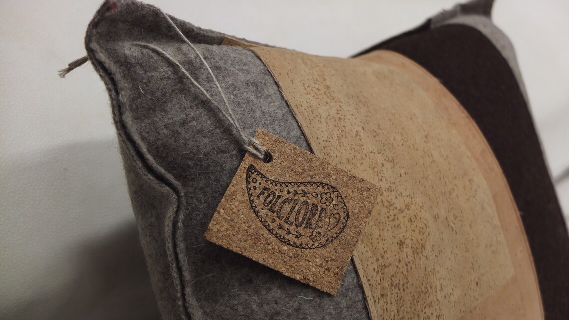 Ecofriendly Cork Fabric Pillow Cover With Boiled Wool Etsy UK