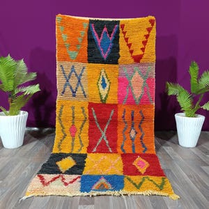 ORANGE RUG MORROCAN ,Bohemian Style Rug For Living Room ,Handmade Morrocan Rug ,Amazing Multicolored Rug Morrocan ,Authentic Berber Rug