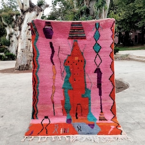 Handmade Pink Beni Ourain Rug: Moroccan Berber Wool Rug