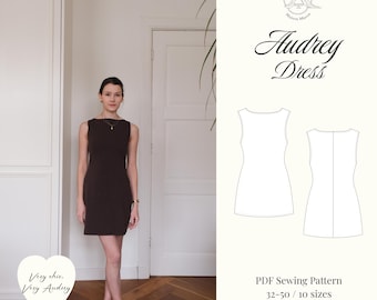 Bateau Neck Mini Dress Pattern | Fitted Dress PDF | Sleeveless Bodycon Dress | Stretch Jersey | Pull-On Dress | INSTANT Download | XXS-5XL