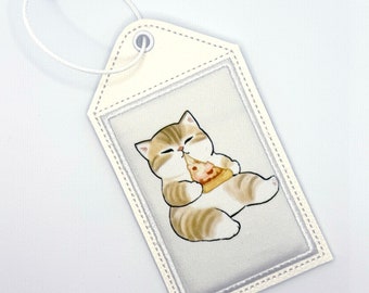 Mofusand, Luggage Tag, Pizza Cat, Keychain, ID card, Gift for cat fan, Travel Card, kawaii