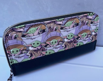 Grogu, mandalorian - large zip around wallet.