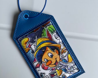 Pinocchio, Luggage Tag, Keychain, ID card, Gift for Disney fan, Travel Card.