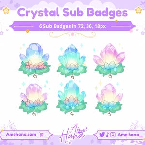 Crystal Sub Badges Set, Sub Badges, Twitch Sub Badges, Bit Badges, Twitch Stream, Cute Sub Badges, Tracking-Assets