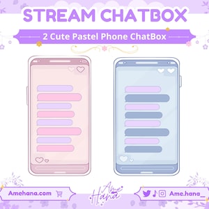 2 cute pastel Phone Twitch Chatbox, Cute Chat Box Streamers, Chat Box Overlay, Chat box widget, Stream Chatbox, Chatbox Frame, Stream Asset