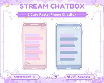 2 cute pastel Phone Twitch Chatbox, Cute Chat Box Streamers, Chat Box Overlay, Chat box widget, Stream Chatbox, Chatbox Frame, Stream Asset