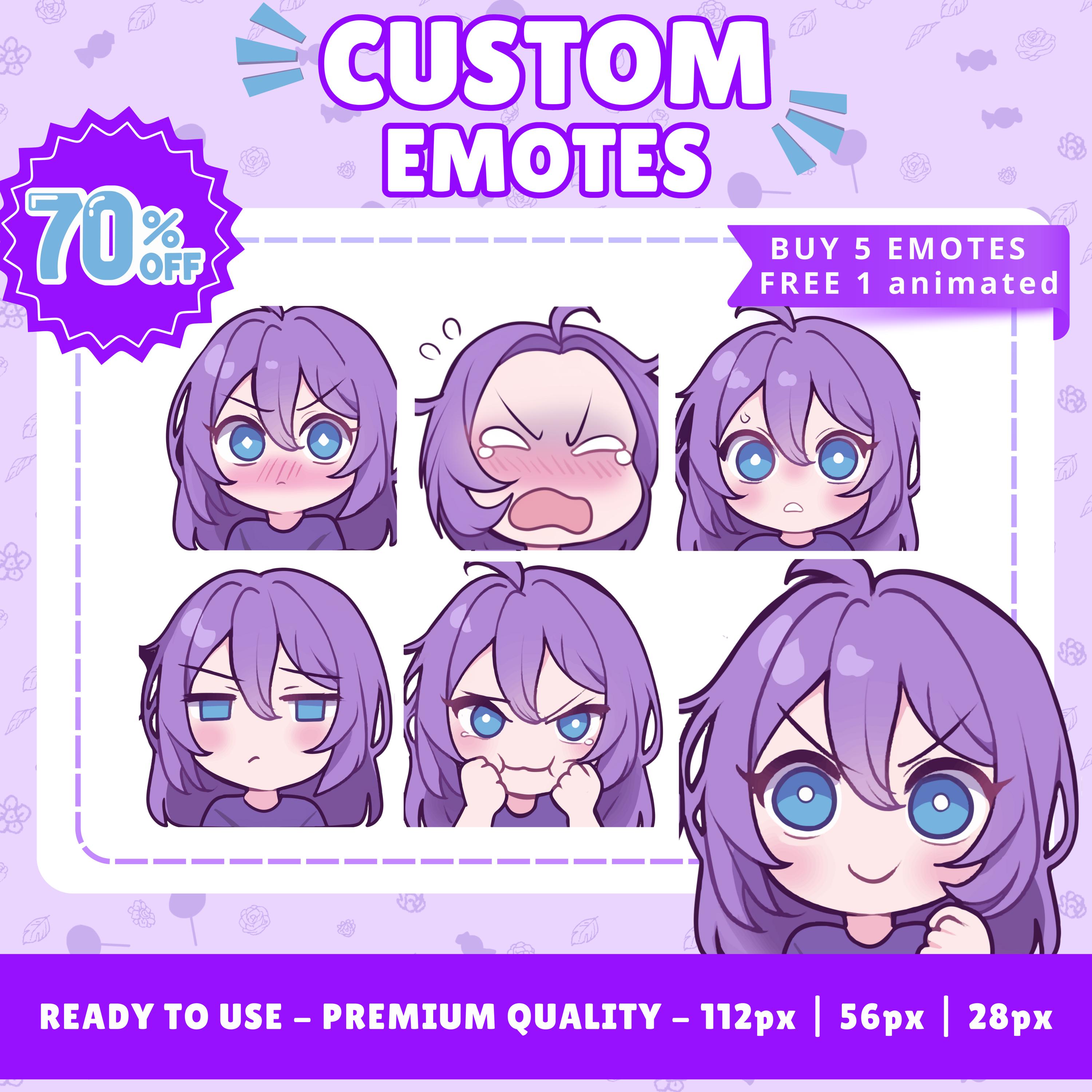 Custom Chibi Anime Twitch Emotes: Animated Streamer Emoji
