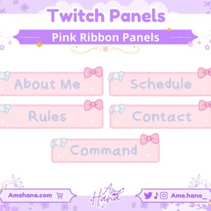Twitch Panels - Pink Ribbon Panels, Twitch Panel Pack, Kawaii Twitch Panel, Twitch Overlay, Stream Overlay, Stream Panels, Stream Assets