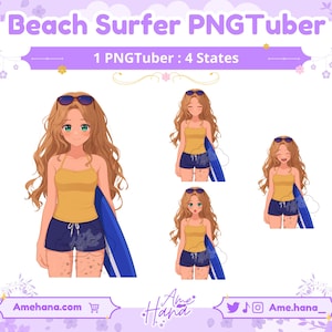 PNGTuber Beach Surfer Model, Ready to Use PNGTube model, PNGTuber Model, PNG Tuber, PNGTuber for Streaming, Stream Assets, Premade PNGTuber