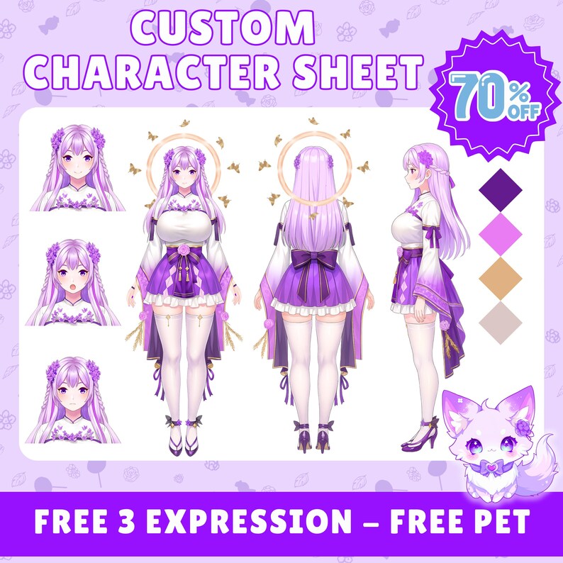 Custom Character Reference Sheet for OC, Furry, Vtuber, Dnd, Fan Art ...