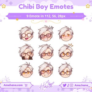 Chibi Boy Twitch Emote Pack 9x, Twitch Emotes, Emoji Emote Pack, Chibi Emote, Streamer Emotes, Discord Emotes, Boy Emotes, Sticker Emote