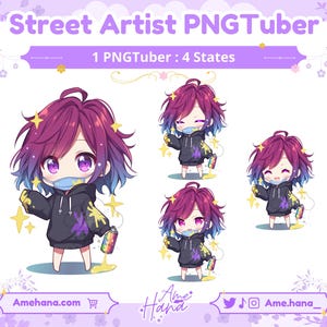PNGTUBER Chibi | Street Artist Model, Ready to Use PNGTube model, PNGTuber Model, PNG Tuber, PNGTuber for Streaming, Stream Assets, PNGTuber
