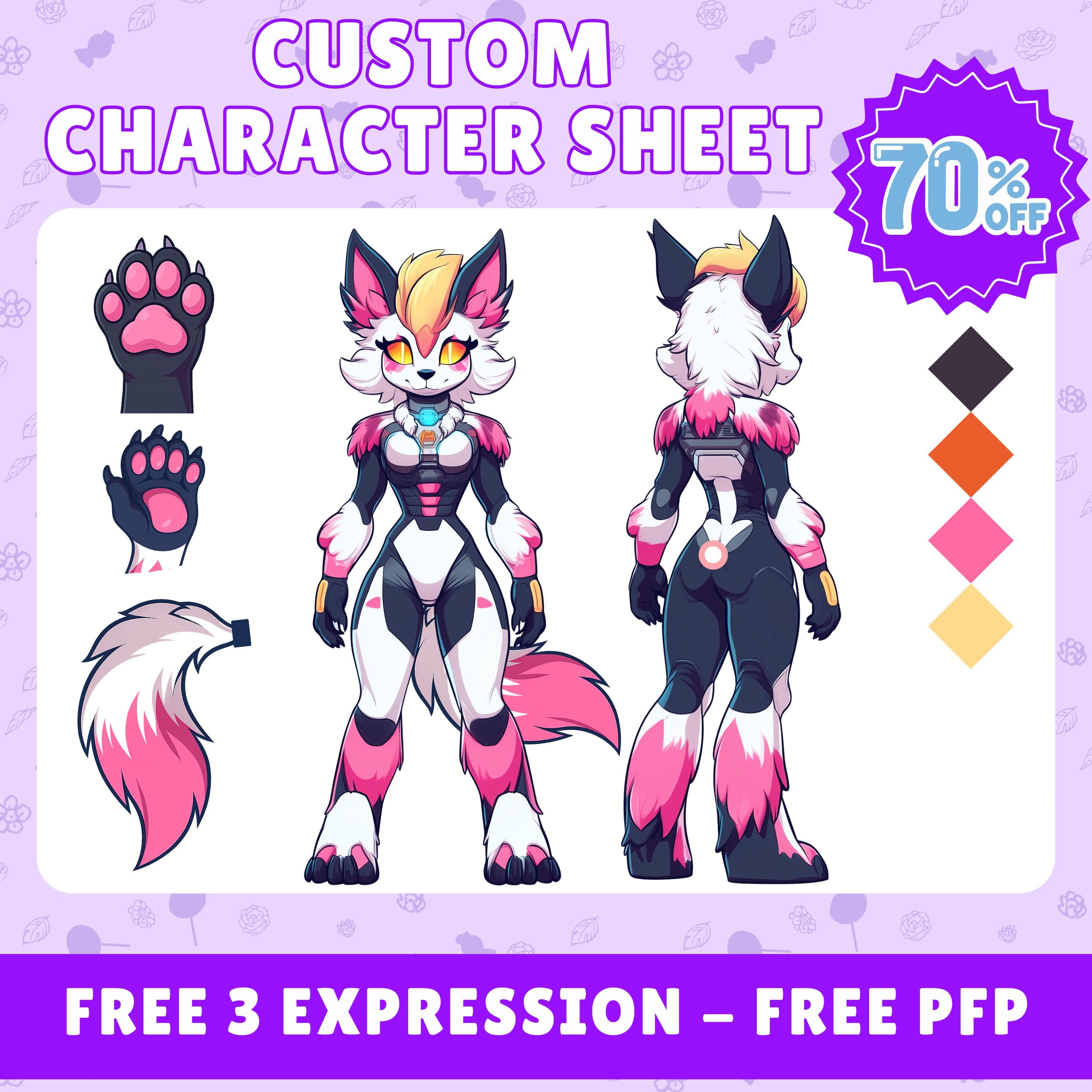 Character Reference Sheet for OC, Furry, Vtuber, Dnd, Fan Art - Etsy ...