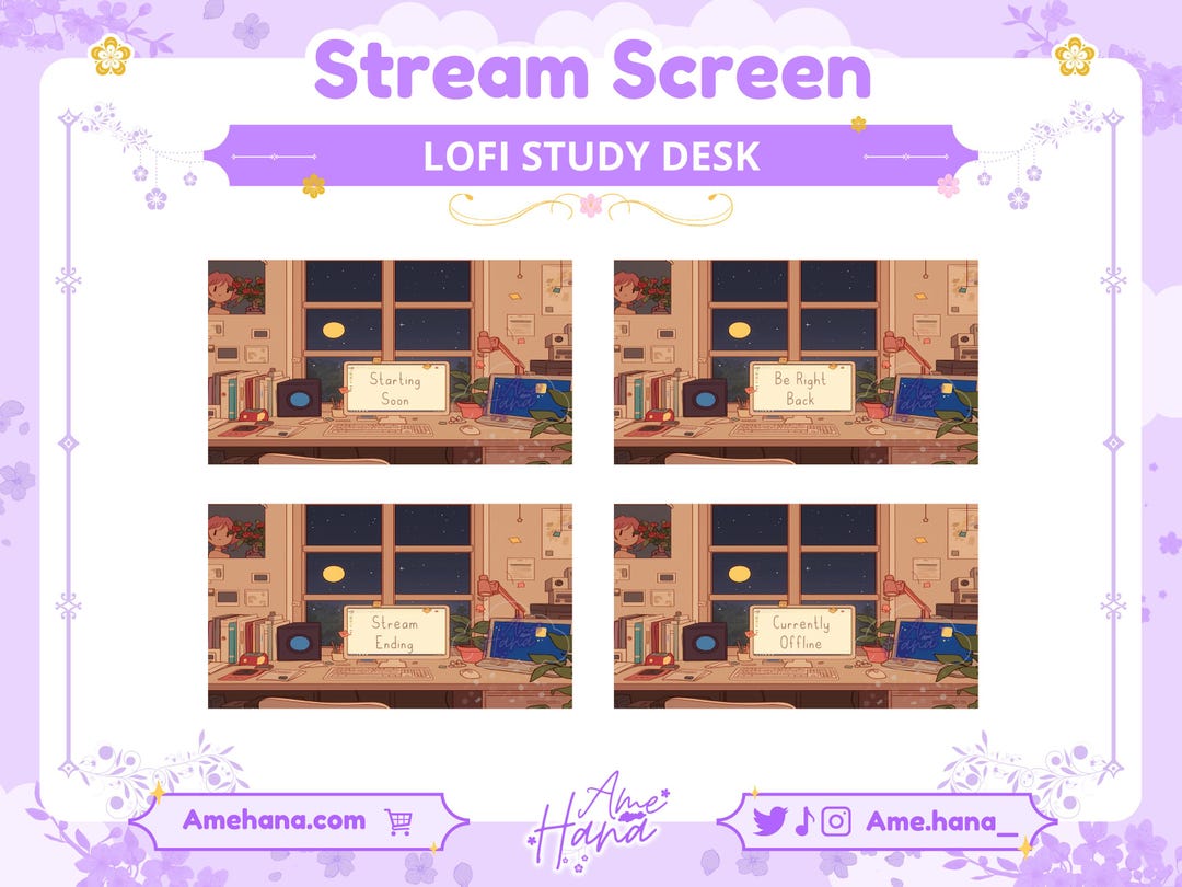 Stream Screen, Lofi Study Desk Screens, STATIC PNG, Starting Screen, Be ...