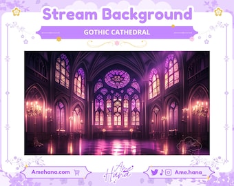 Gothic Cathedral Stream Background: Vtuber Twitch Static Backdrop (Digital Download)