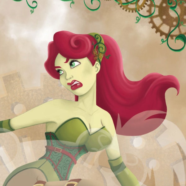 Poison Ivy Steampunk Themed 11x17 Canvas Giclee