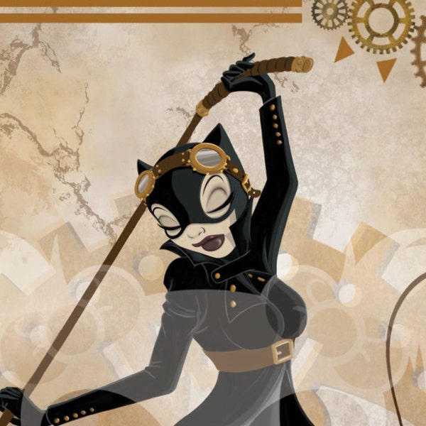 Catwoman Steampunk Themed 11x17 Art Print