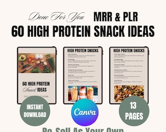 Protein Snack Recipes | 60 Snack Ideas | Canva Template (Digital Download)