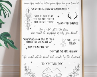 ACOTAR & TOG Quotes Print | Sarah J Mass | Romantasy | Digital Download