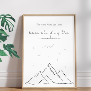Nesta Climb The Mountain Wall Art | ACOTAR Book Series | Romantasy | Digital Download image 1