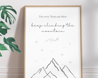 Nesta Climb The Mountain Wall Art | ACOTAR Book Series | Romantasy | Digital Download