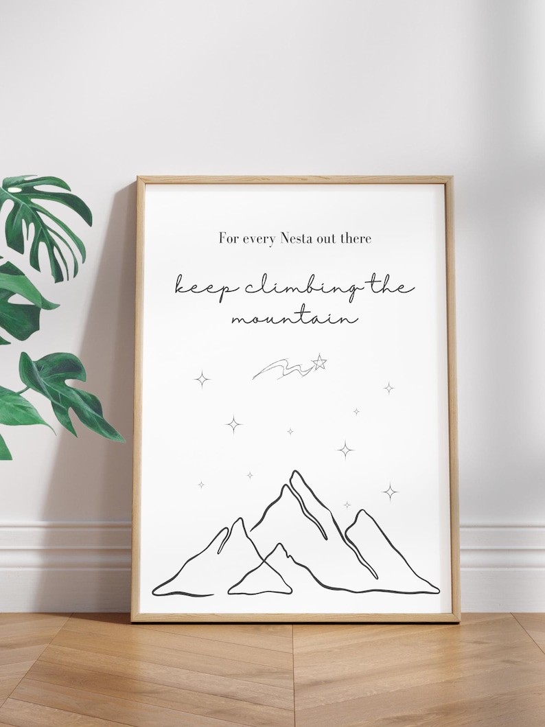 Nesta Climb The Mountain Wall Art | ACOTAR Book Series | Romantasy | Digital Download image 1