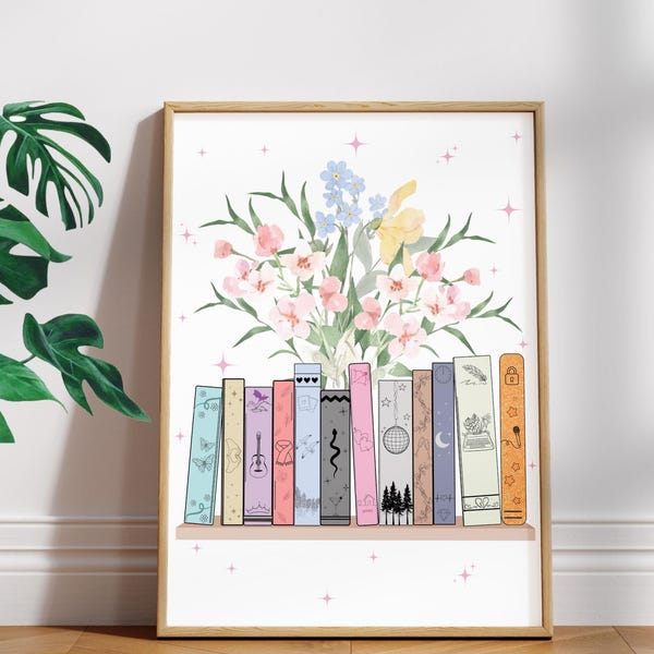 Albums as Books Print | Eras Inspired Bookshelf Wall Art | Digital Download