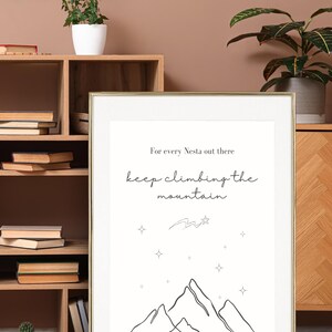 Nesta Climb The Mountain Wall Art | ACOTAR Book Series | Romantasy | Digital Download image 4