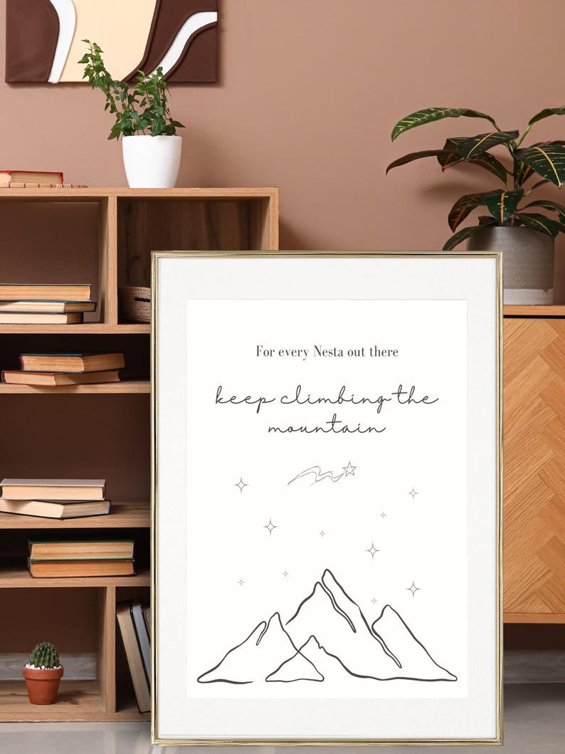 Nesta Climb The Mountain Wall Art | ACOTAR Book Series | Romantasy | Digital Download image 4