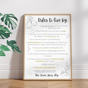 Impresión inspirada en "Seven Year Slip" / Arte con cita motivacional / Descarga digital