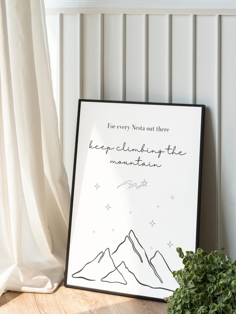 Nesta Climb The Mountain Wall Art | ACOTAR Book Series | Romantasy | Digital Download image 3