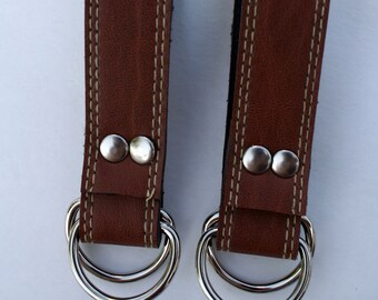 Steampunk Skirt Hikers Pair Light Brown Faux Leather with Silver D-Rings