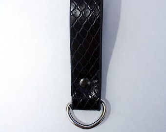 Steampunk Skirt Hiker or Accesory Holder Small Black Fake Snake Skin with Silver D-Ring