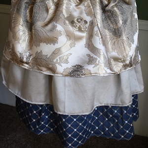 Steampunk Bustle-Gold Tan and Navy Blue Dimaond Tapestry