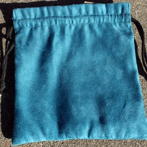 Drawstring Bag- Large Teal Suede