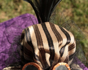 Steampunk Mini Hat- Striped w/ Goggles