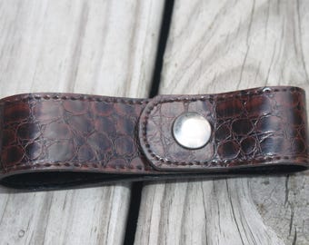 Steampunk Skirt Hiker or Accessory Holder Dark Brown Faux Leather with Silver Snap
