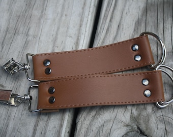 Steampunk Skirt Hiker Pair Faux Leather Light Brown with Silver D-Rings and Clips